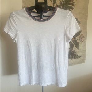 Madewell White T-Shirt with Multicolor Trim
